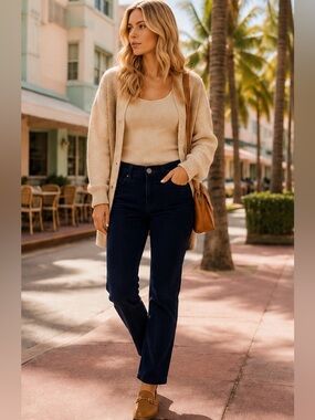 Rock & Republic Corduroy Straight Leg Jeans in Navy Blue